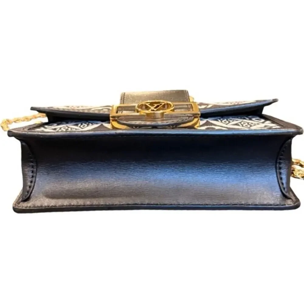 Louis Vuitton 1854 Dauphine Chain Wallet /Bag Black Ivory Jacquard LV Crossbody